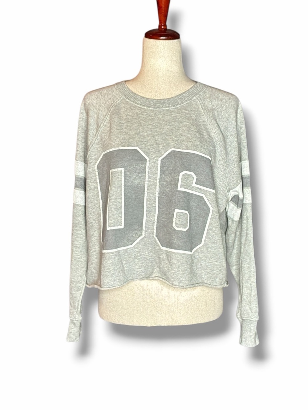 Aerie Heather Grey Cropped Collegiate Crewneck Sweatshirt Size XSmall